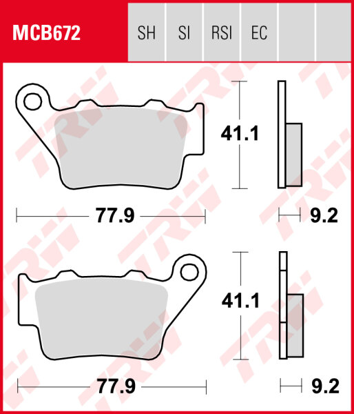 Aprilia SL 750 Shiver GT ABS, Bj. 09-13, RA, Bremsbeläge hinten, TRW Lucas MCB672, Organic Allround