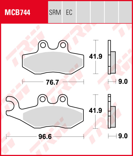 Aprilia SRV 850 i.e., Bj. 12-13, M55, Bremsbeläge hinten, TRW Lucas MCB744SRM, Sinter Maxi Scooter