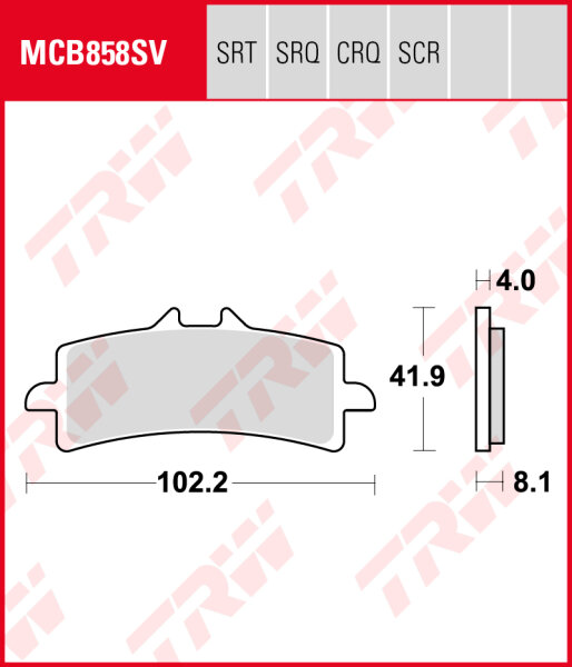 Aprilia RSV4 1000 RR ABS, Bj. 17-, KE, Bremsbeläge vorne, TRW Lucas MCB858SV, Sinter Street