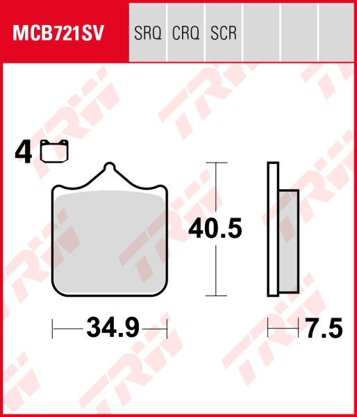 Benelli 756 2-UE, Bj. 07-, Bremsbeläge vorne, TRW Lucas MCB721SV, Sinter Street