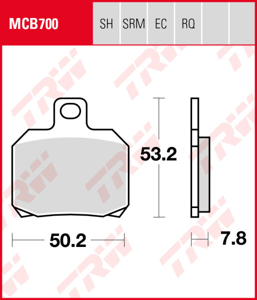 Benelli 756 2-UE, Bj. 07-, Bremsbeläge hinten, TRW Lucas MCB700, Organic Allround