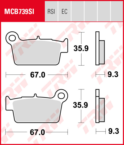 Beta RR 300, Bj. 13-, Bremsbeläge hinten, TRW Lucas MCB739SI, Sinter Offroad