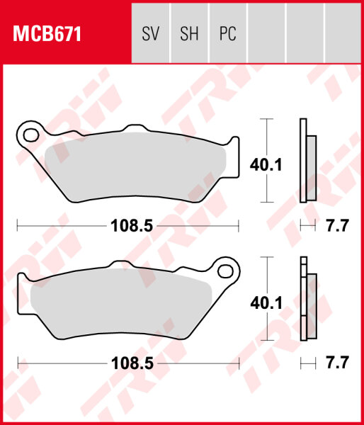 BMW G 650 GS Sertao, Bj. 10-14, E650G, Bremsbeläge vorne, TRW Lucas MCB671, Organic Allround