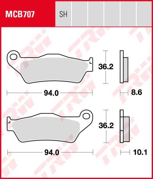 BMW R 850 R, Bj. 95-00, 259, Bremsbeläge hinten, TRW Lucas MCB707, Organic Allround