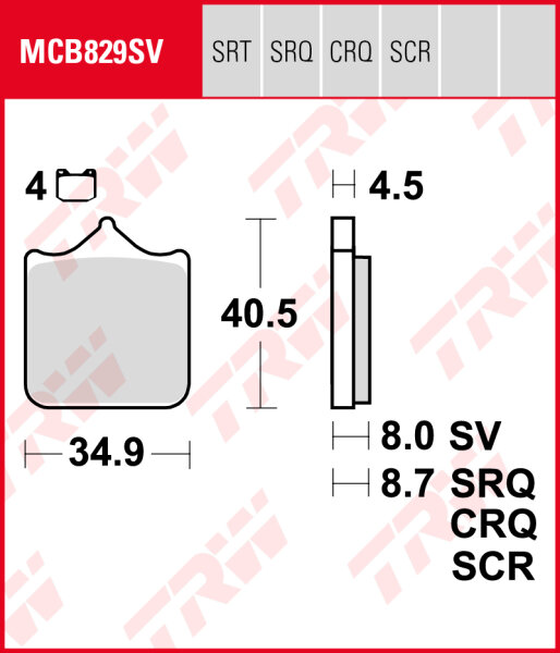 BMW S 1000 R, Bj. 16-, 2R10r, Bremsbeläge vorne, TRW Lucas MCB829SV, Sinter Street