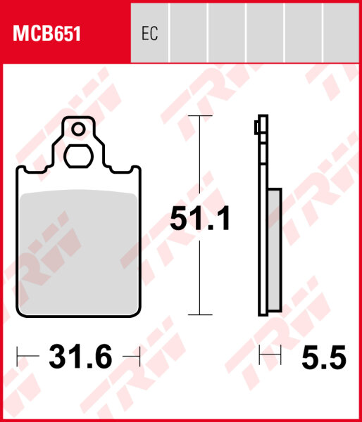 Cagiva 50 Blues, Bj. 93-, Bremsbeläge hinten, TRW Lucas MCB651, Organic Allround