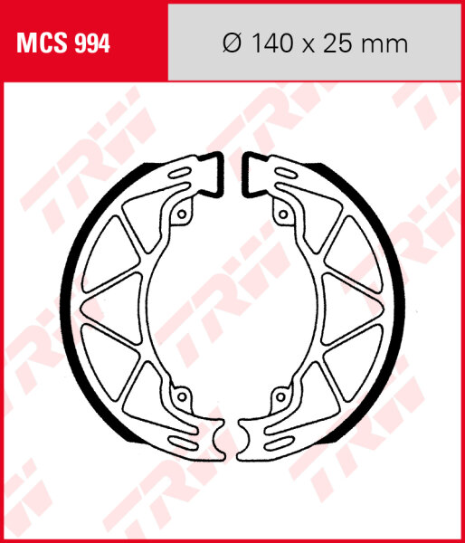 Cagiva 125 Nuvola, Bj. 00-, Bremsbeläge hinten, TRW Lucas MCS994 Bremsbacken