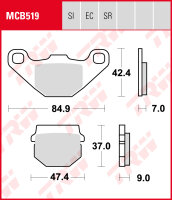 Can-Am DS 90 X, Bj. 10-13, Bremsbeläge hinten, TRW...