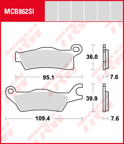 Can-Am 900 X3, X3 Max, Bj. 17-, Bremsbeläge hinten, TRW Lucas MCB862SI, Sinter Offroad