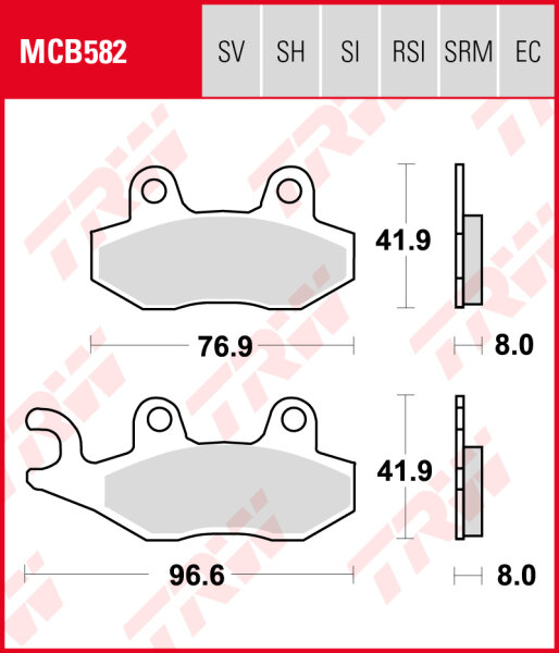 Can-Am 1000 Commander, Bj. 11-, Bremsbeläge hinten, TRW Lucas MCB582SI, Sinter Offroad