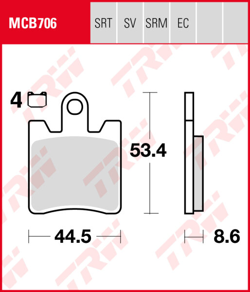 Daelim S2 125 Freewing, Bj. 07-09, Bremsbeläge vorne, TRW Lucas MCB706, Organic Allround