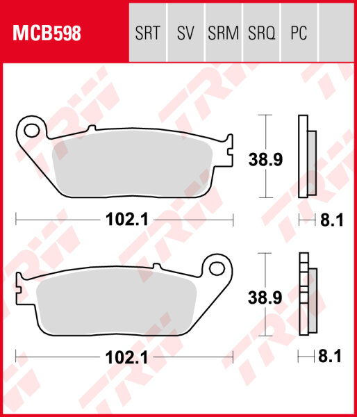 Daelim VL 125 Daystar, Bj. 03-12, VL125F, Bremsbeläge vorne, TRW Lucas MCB598, Organic Allround