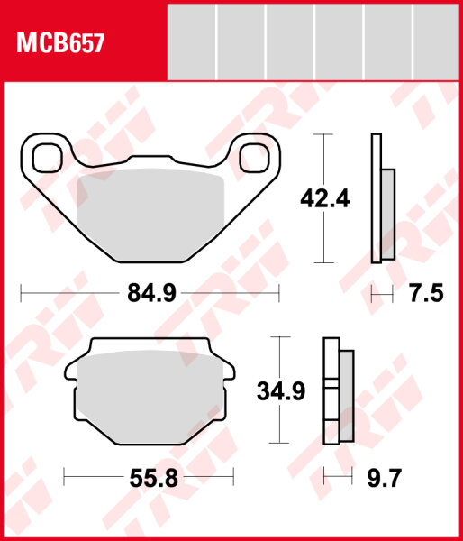 Gilera 50 Eaglet, Bj. 96-, 503, Bremsbeläge hinten, TRW Lucas MCB657, Organic Allround