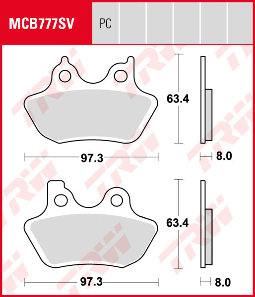 Harley-Davidson VRSCA 1130 V-Rod V-Rod, Bj. 02-05, VR1, Bremsbeläge vorne, TRW Lucas MCB777SV, Sinter Street