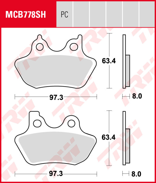 Harley-Davidson VRSCA 1130 V-Rod V-Rod, Bj. 02-05, VR1, Bremsbeläge hinten, TRW Lucas MCB778SH, Sinter Street