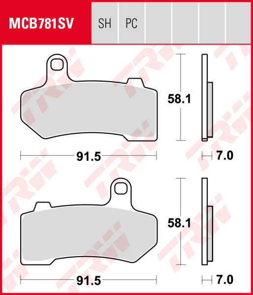 Harley-Davidson VRSCA 1130 V-Rod V-Rod, Bj. 06-07, VR1, Bremsbeläge vorne, TRW Lucas MCB781SV, Sinter Street