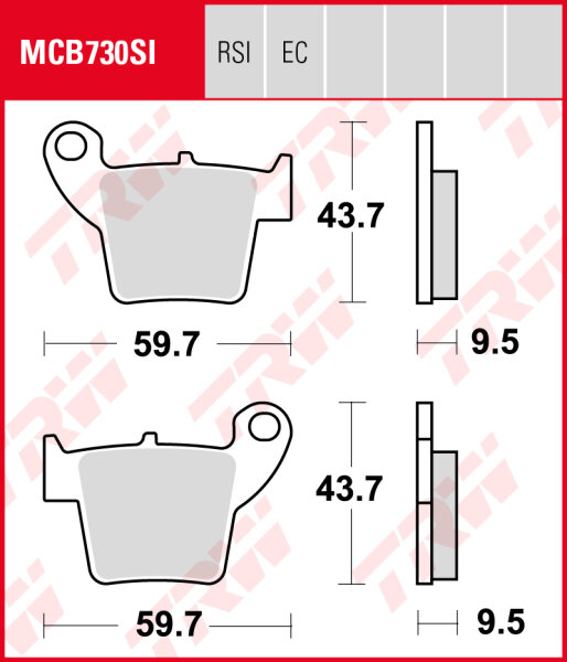 HM CRE 125 Enduro, Bj. 02-07, Bremsbeläge hinten, TRW Lucas MCB730SI, Sinter Offroad