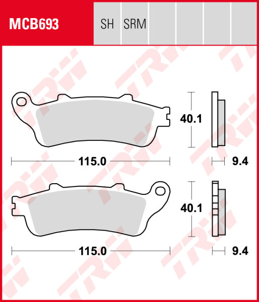 Honda FES 125 Pantheon, Bj. 03-06, JC12, Bremsbeläge vorne, TRW Lucas MCB693SRM, Sinter Maxi Scooter