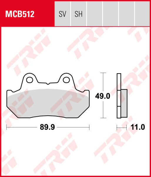 Honda CBR 500 F (Österreich), Bj. 87-91, PC20, Bremsbeläge hinten, TRW Lucas MCB512, Organic Allround