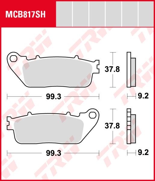 Honda VFR  800 FA, Bj. 17-, RC93, Bremsbeläge hinten, TRW Lucas MCB817SH, Sinter Street