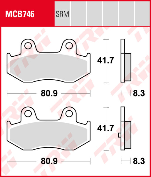 Italjet 125 Jack, Bj. 07-, Bremsbeläge hinten, TRW Lucas MCB746, Organic Allround