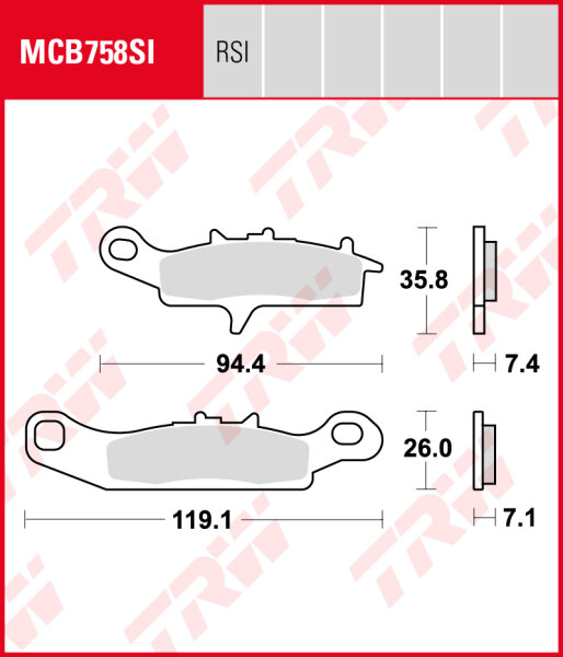 Kawasaki KSV 700 V-Force, Bj. 04-, SV700A, Bremsbeläge vorne,  RECHTE Seite, TRW Lucas MCB758SI, Sinter Offroad