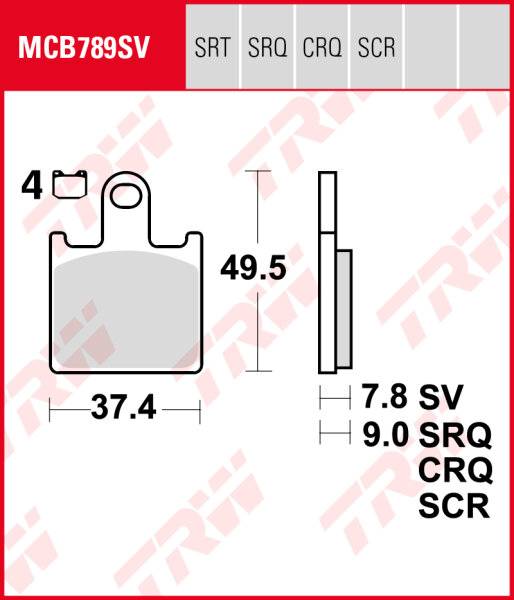 Kawasaki Z 750 R, ABS, Bj. 11-14, ZR750N, Bremsbeläge vorne, TRW Lucas MCB789SV, Sinter Street