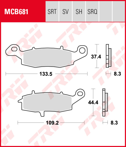 Kawasaki ZR-7 750 S, Bj. 01-03, ZR750F, Bremsbeläge hinten, TRW Lucas MCB681, Organic Allround