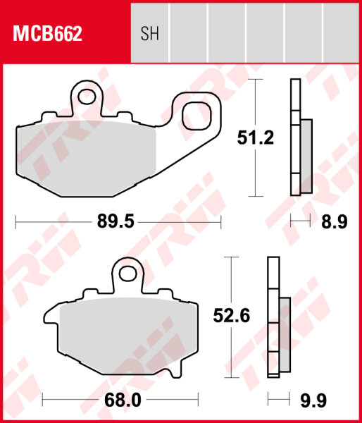 Kawasaki ZX-9R 900 Ninja, Bj. 94-95, ZX900B, Bremsbeläge hinten, TRW Lucas MCB662, Organic Allround