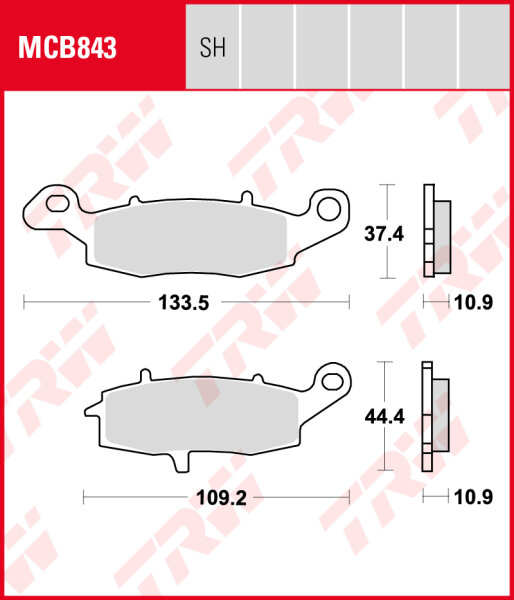 Kawasaki VN 1600 Classic Tourer, Bj. 05-08, VNT60A, Bremsbeläge hinten, TRW Lucas MCB843, Organic Allround