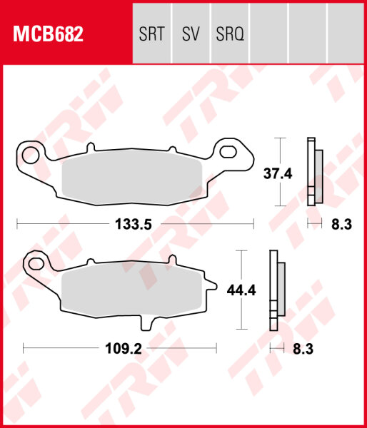 Kawasaki VN 1700 Classic ABS, Bj. 09-17, VNT70E, Bremsbeläge vorne,  LINKE Seite, TRW Lucas MCB682, Organic Allround