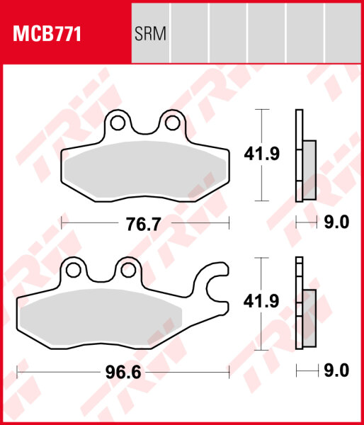 Piaggio 125 MP3 Yourban, Bj. 11-12, M65, Bremsbeläge hinten, TRW Lucas MCB771, Organic Allround