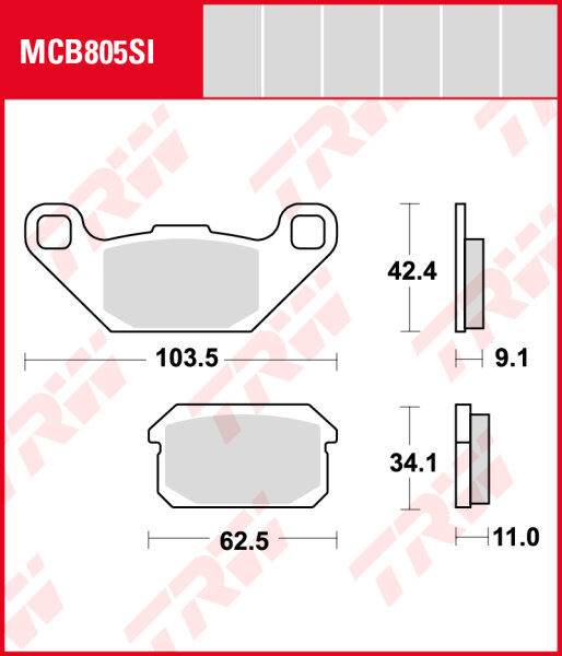 Quadzilla BR 200 E Bugrider, Bj. 07-, Bremsbeläge hinten, TRW Lucas MCB805SI, Sinter Offroad