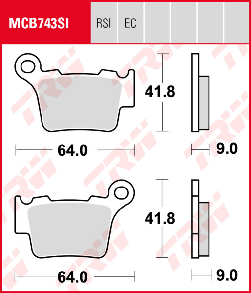Rieju MRX 450, Bj. 08-, Bremsbeläge hinten, TRW Lucas MCB743SI, Sinter Offroad
