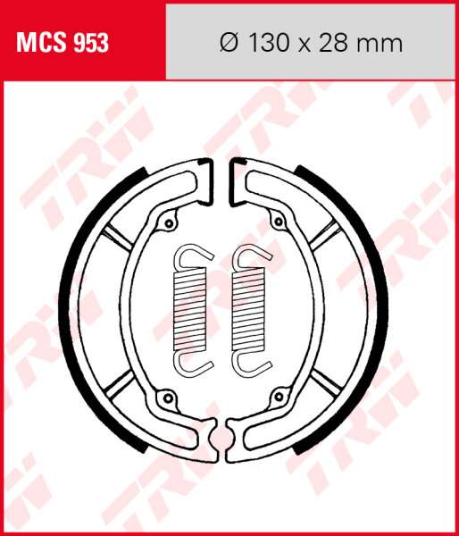 Yamaha BWs 100, Bj. 99-, Bremsbeläge hinten, TRW Lucas MCS953 Bremsbacken