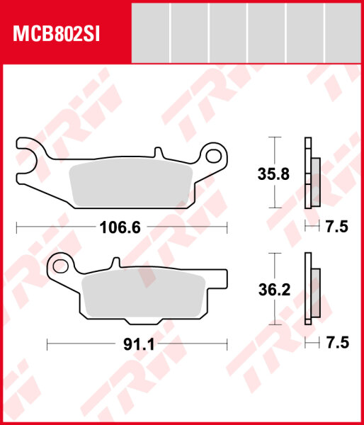 Yamaha YFM 700 FWAD Grizzly EPS, Bj. 07-17, AM09, Bremsbeläge vorne,  RECHTE Seite, TRW Lucas MCB802SI, Sinter Offroad