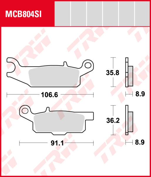 Yamaha YFM 700 FWAD Grizzly EPS, Bj. 07-17, AM09, Bremsbeläge hinten,  RECHTE Seite, TRW Lucas MCB804SI, Sinter Offroad