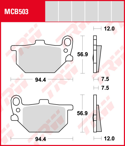 Yamaha XS 750 SE Custom, Bj. 80-82, 3L3, Bremsbeläge vorne,  RECHTE Seite, TRW Lucas MCB503, Organic Allround