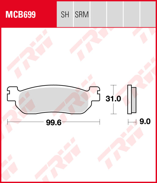 Yamaha YZF 1000 R1, Bj. 02-03, RN09, Bremsbeläge hinten, TRW Lucas MCB699, Organic Allround