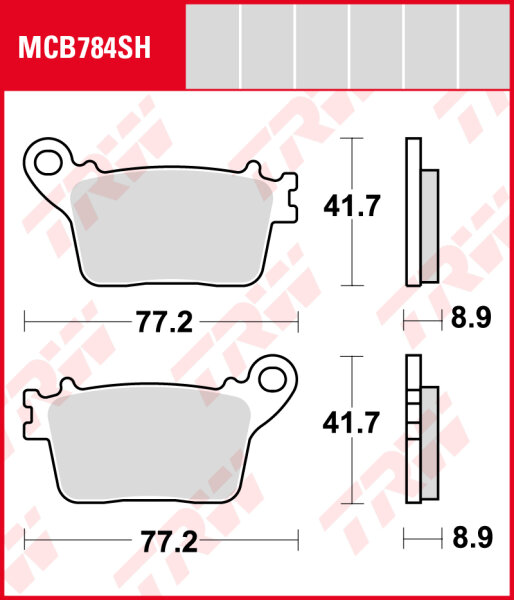 Yamaha YZF 1000 R1, R1 M, Bj. 15-16, RN32, Bremsbeläge hinten, TRW Lucas MCB784SH, Sinter Street