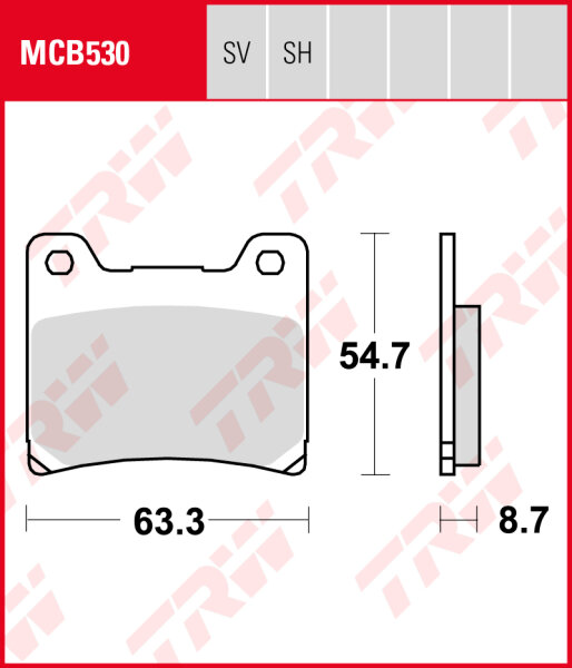 Yamaha VMX 1200 V-Max, Bj. 85-87, 1FK/1JH, Bremsbeläge hinten, TRW Lucas MCB530, Organic Allround