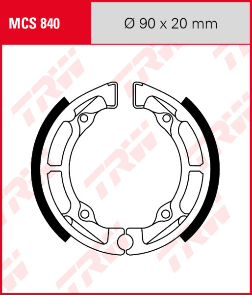 TRW Bremsbacken Satz MCS840, für Trommelbremse 90 x 20 mm